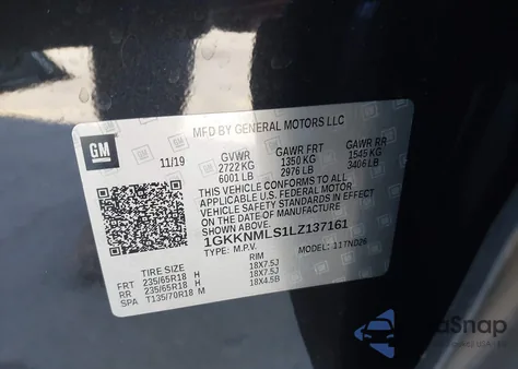 2020 GMC Acadia Fwd Slt из США, поврежденный, VIN 1GKKNMLS1LZ137161